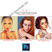 3 in 1 Vector Painting Photoshop Action Bundle